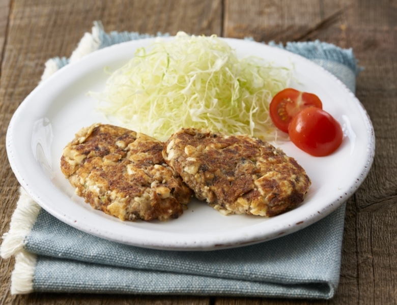 豆腐でヘルシーサバ缶バーグ完成写真